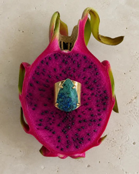 Bague Azurite — Goutte Vert Forêt