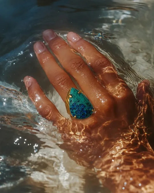 Bague Azurite — Goutte Vert Forêt