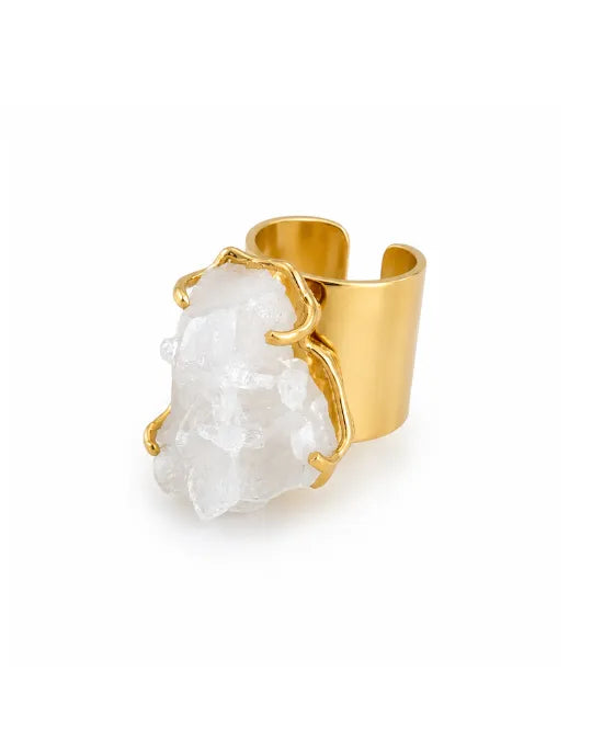 Bague Cristal de Roche — Cluster Asymétrique
