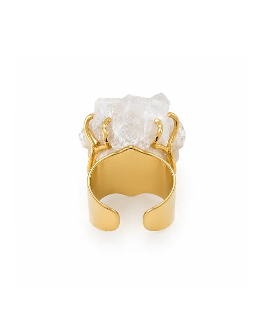 Bague Cristal de Roche — Cluster Asymétrique