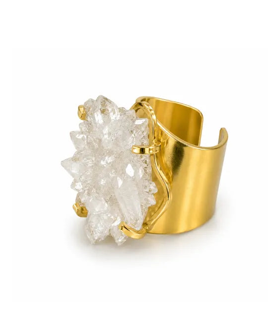 Bague Cristal de Roche — Cluster Multi-Pointes
