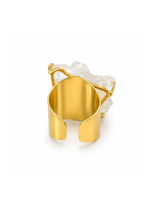 Bague Cristal de Roche — Cluster Multi-Pointes