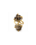 Bague Quartz Fumé — Double Cristal Facetté