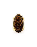 Bague Jaspe Océan — Motif Léopard Doré
