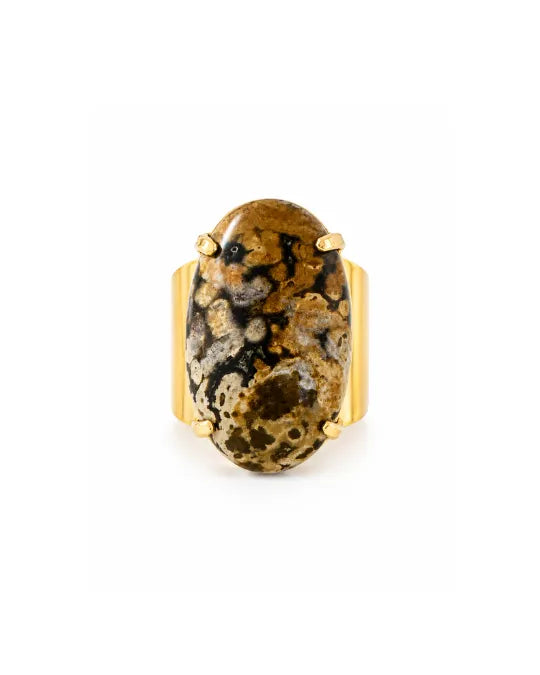 Bague Jaspe Océan — Taches Ocre et Mauve