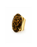 Bague Jaspe Océan — Motif Léopard Doré