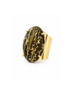 Bague Jaspe Océan — Veines Beiges sur Fond Sombre