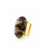 Bague Jaspe Océan — Bandes Ondulées Rose et Kaki