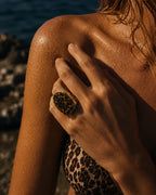 Bague Jaspe Océan — Motif Léopard Doré