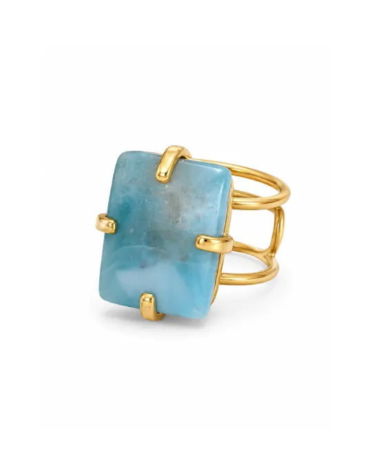 Bague Larimar — Pierre Rectangle