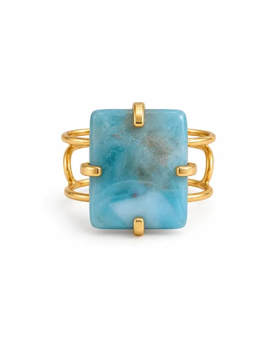 Bague Larimar — Pierre Rectangle