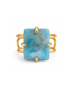 Bague Larimar — Pierre Rectangle