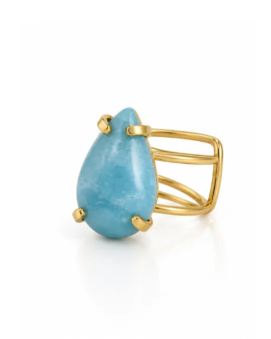 Bague Larimar — Goutte Allongée