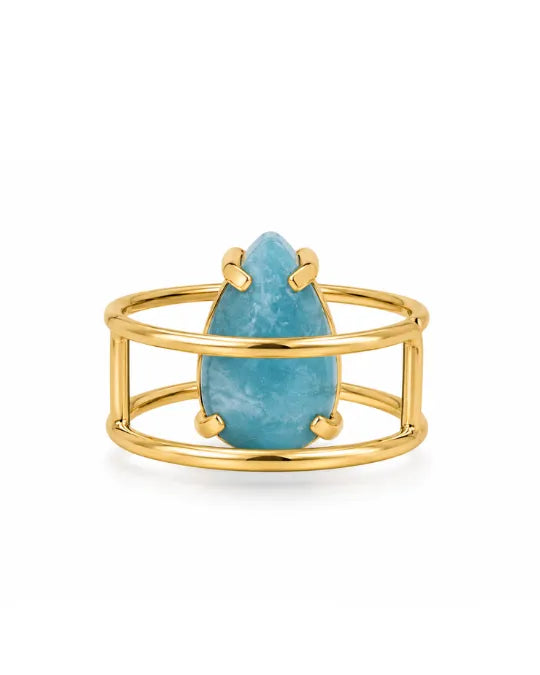 Bague Larimar — Goutte Allongée