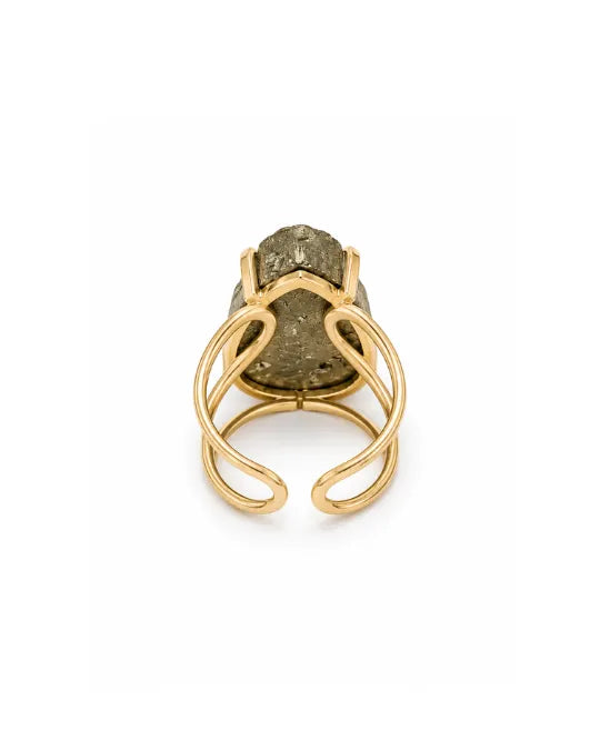 Bague Pyrite — Cluster Triangulaire