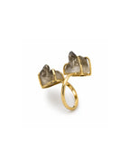 Bague Quartz Fumé — Double Cristal Facetté