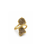 Bague Quartz Fumé — Double Cristal Facetté