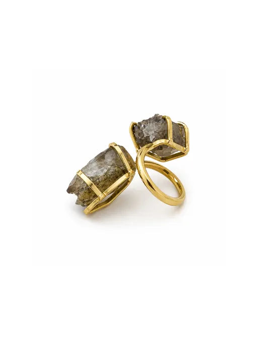 Bague Quartz Fumé — Double Pierre Compacte