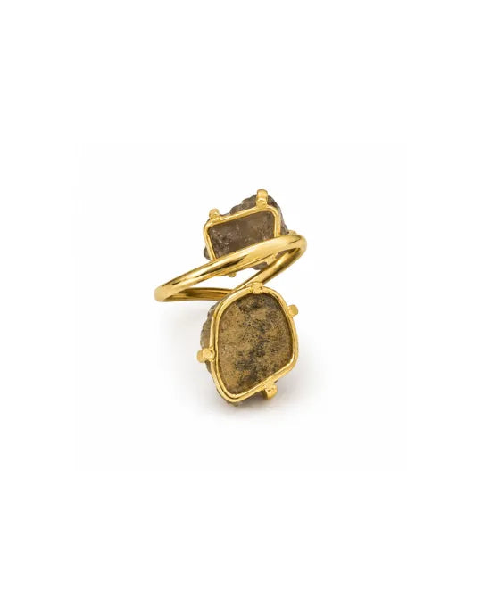 Bague Quartz Fumé — Double Pierre Compacte